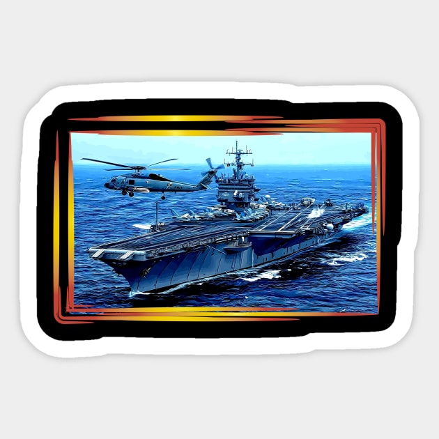 USS Enterprise Aircraft Carrier Sticker by Arie